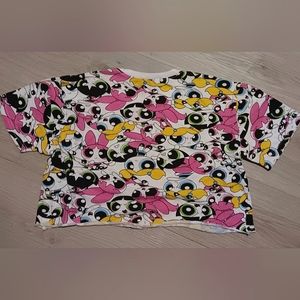 Women's Size Small Power Puff Girls Cropped Tee